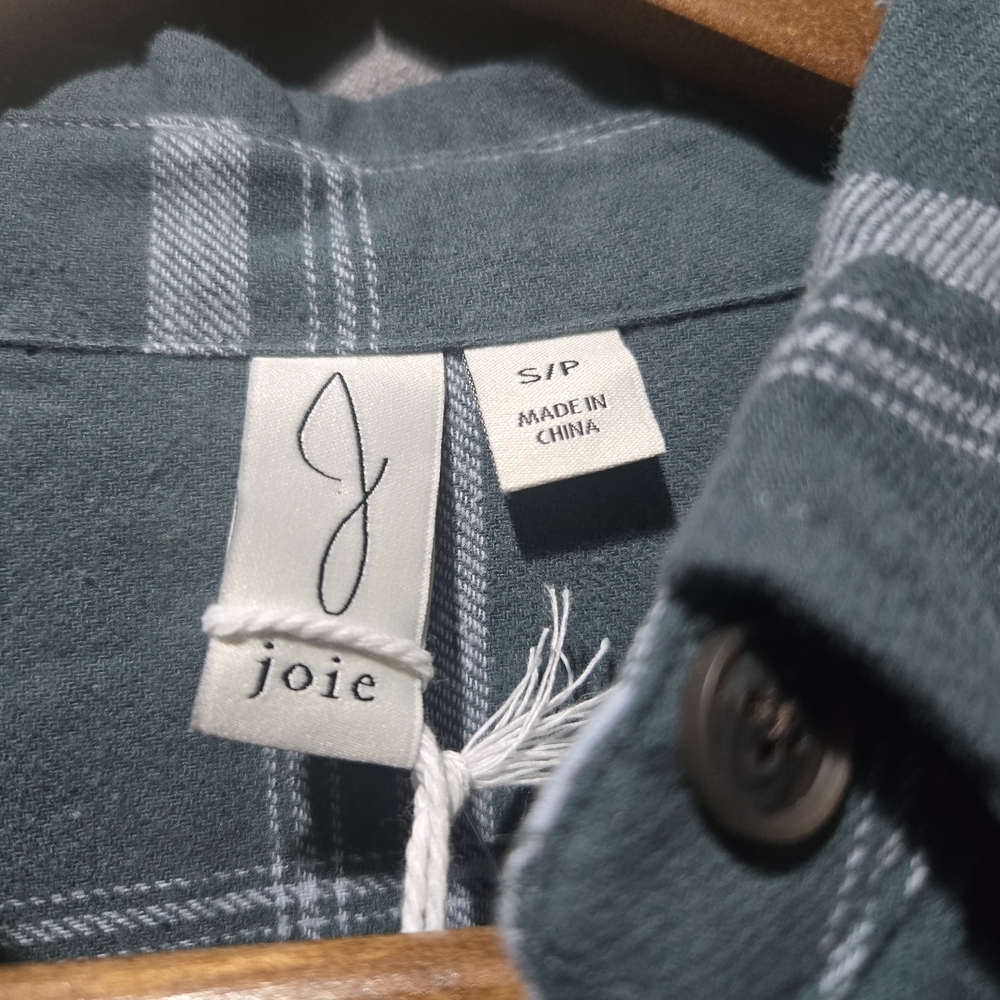 ​NWT Joie Green Plaid Button Down Shirt Size Small -Heritage Chic Cottagecore - Picture 8 of 9